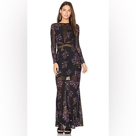 NBD Revolve Women’s Zoey Floral Mesh Long Sleeve Maxi Dress Gown Size XL New NWT - Picture 1 of 14